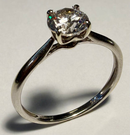 9ct White Gold CZ Ring  - Size P 1/2