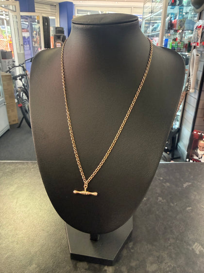 9CT Gold T-Bar & Figure of Eight Chain 18”