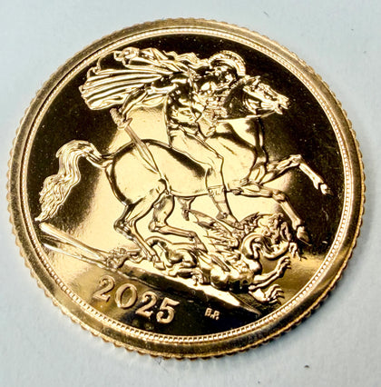 22ct gold half sovereign King Charles III 2025