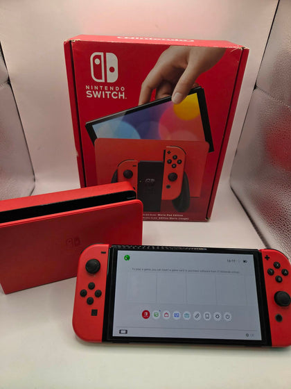 Switch Console, 64GB OLED Mario Red + Red Joy-Con, Boxed