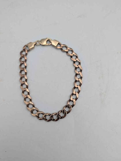 9ct Rose Gold 8mm Wide Curb Bracelet - 9