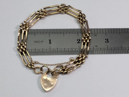 9CT YELLOW GOLD 3 BAR GATE BRACELET