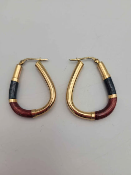 Pair Of 9ct Yellow Gold Vintage Pendeloque Hoop Earrings - 5.09 Grams