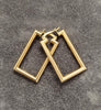 9ct Yellow Gold Hollow Rectangular Hoop Earrings