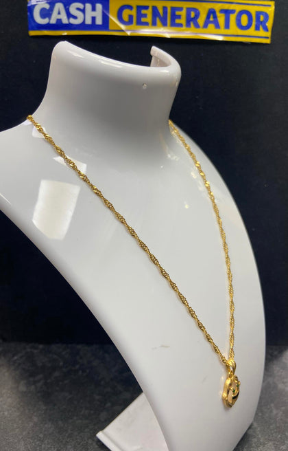 21ct Gold Chain and Black Bead Set 7.05g 24