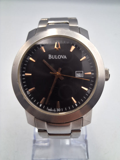 Bulova Men's Watch C8691006 stainless steel black faced quartz watch