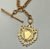 9ct Gold Double Albert pocket watch 18” chain with T bar