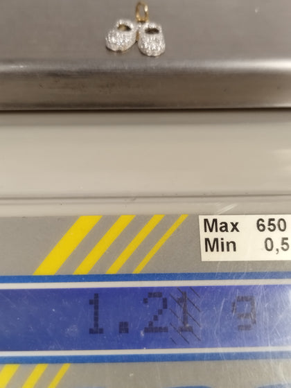 9ct Yellow & White Gold Pave Cubic Zirconia  'Baby's Shoes' Pendant