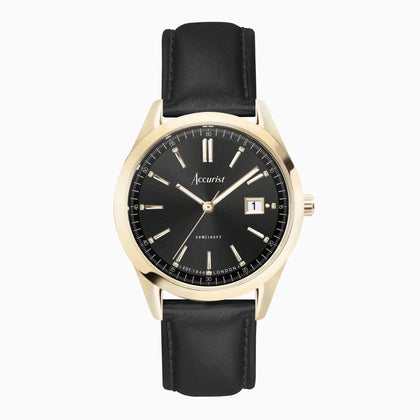 ACCURIST WATCH BLACK LEATHER STRAP LEYLAND