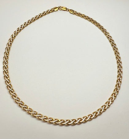 9ct yellow and white gold twist link necklace 15.5