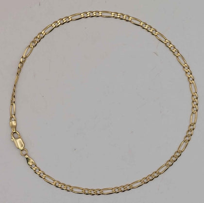 9ct 375 yellow gold Curb Style anklet 3.2g Boxed 10