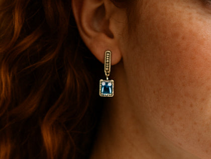 9ct Gold Blue Topaz Earrings