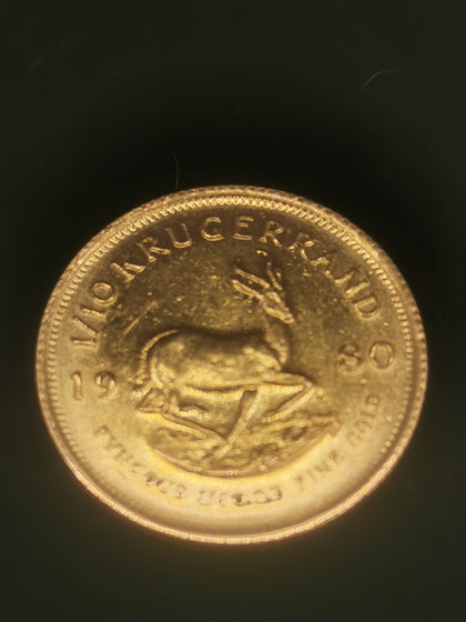 3.4g 22ct 1/10oz 1980 Krugerrand - 3.11g Fine Gold