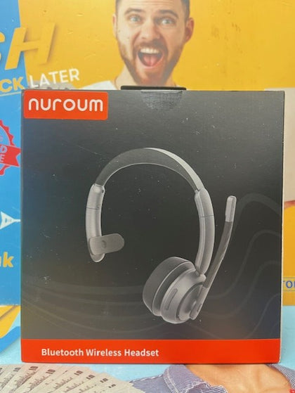 Nuroum HP30 Bluetooth Wireless Headset with Microphone, Handsfree Wireless or Wired On Ear Headset for PC/Mobile, 20m Range, Dongle Connection for.