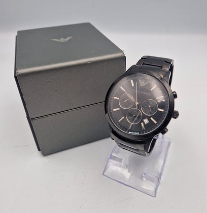 Armani Men's AR2453 Chronograph black mens watch with original box