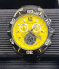 Accurist - Gents Black Leather Strap Watch with Yellow Chronograph Dial