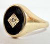 9ct gold signet ring with onxy & diamond size T