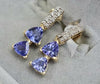 9ct Gold Drop Earrings Purple/Clear Stones