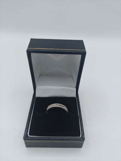 9k White Gold DIA Ring Size N 2.2G Hallmarked(375)&Tested