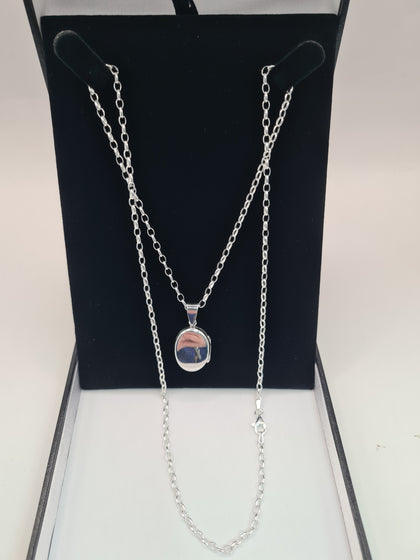 SILVER CHAIN WITH LOCKET , 925 ,WEIGHT 9.7G,  LENGHT 24