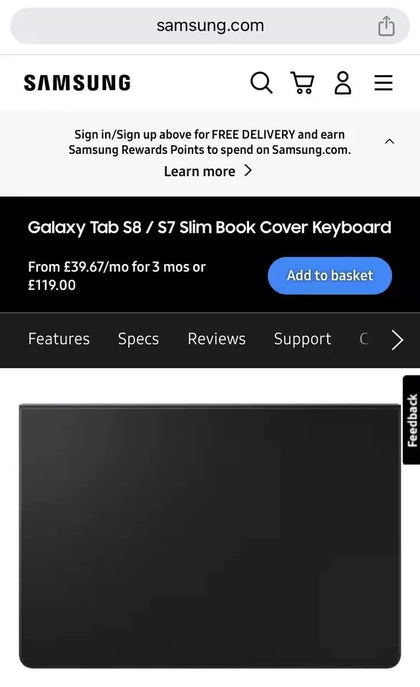 Official Samsung Galaxy Tab S7 5G / S8 5G Slim Book Cover Keyboard - UK QWERTY