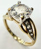 9ct yellow gold solitaire cz ring size J