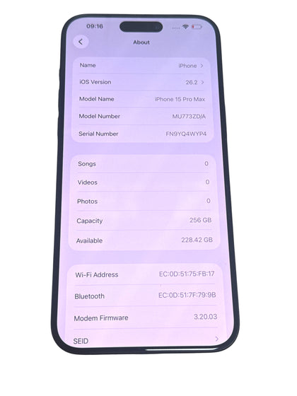 iPhone 15 Pro Max 256GB  ** 2 Years Warranty**