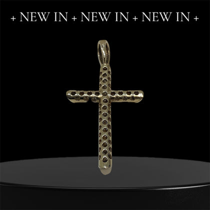 9ct large cross set with cubic zirconia.