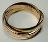 9ct tri-tone gold 3 interlocking ring size O