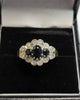 9ct Yellow Gold Ring with Clear And Black Stones - 3.53G - Size O - Hallmarked