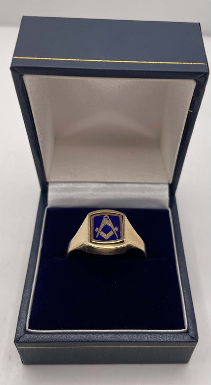 9ct gold masonic swivel ring (V)