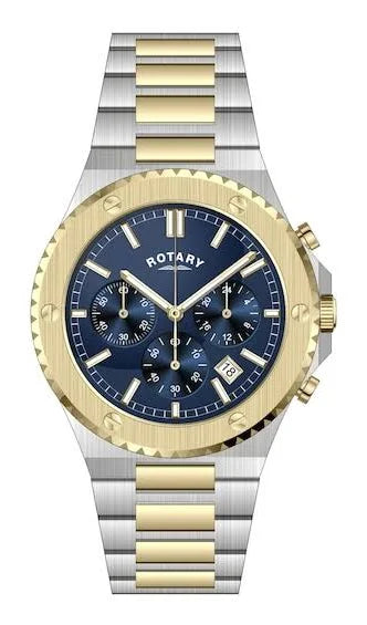 Rotary Chronograph Two Tone Stainless Steel Bracelet Watch