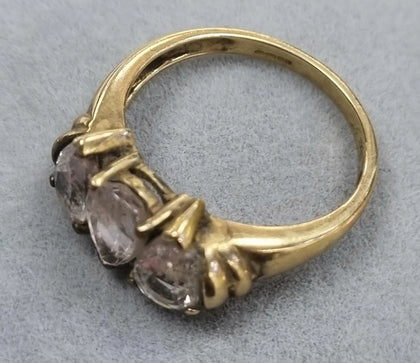 9ct Yellow Gold Ring with CZ Stones Size N
