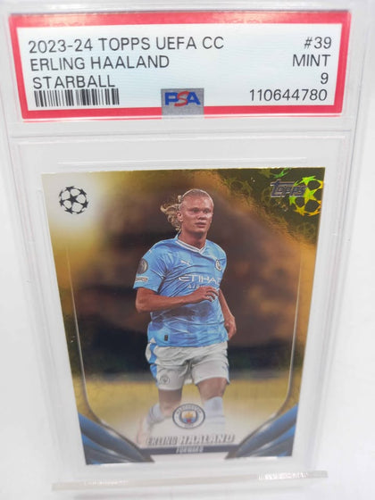 2023-24 Topps Uefa CC Erling Haaland Starball Mint 9 PSA