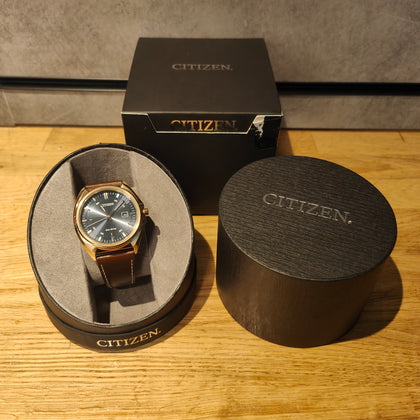 Citizen Eco Drive Mens Brown Leather Strap Watch. AW1573-11L.