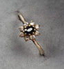 9ct Gold Ring Clear/Black Stones Size "P"