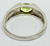 18ct White Gold ring with green stone size L