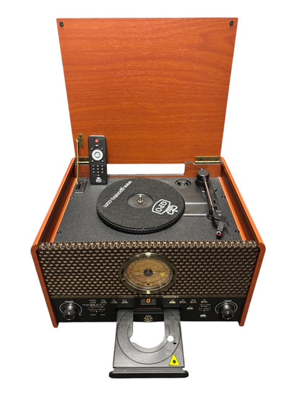 GPO Chesterton Record Player, CD Player, USB, FM Radio, Cassette Player, Aux In, Built-in Speakers **Store Collection Only**