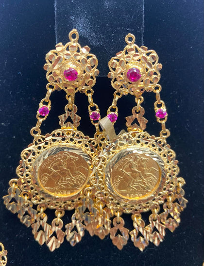 22ct Gold 1/2 Sovereign Earrings, 29.8g