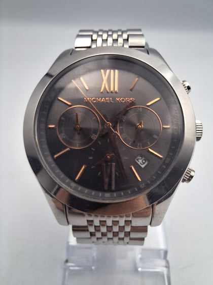 Michael Kors unisex 42mm quartz chronograph stainless steel watch with spare links and original box