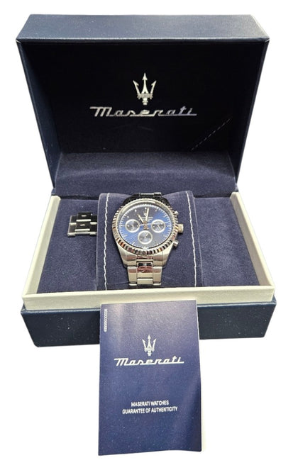 Maserati Attrazione Men's Blue Dial Stainless Steel Watch - Boxed
