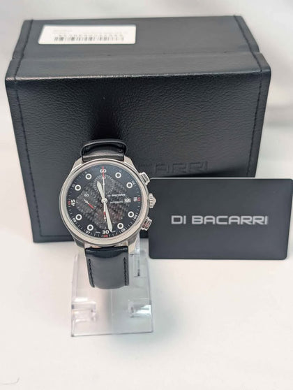 DI Bacarri Swiss Made Gents Automatic Chronograph Watch With Carbon Fibre Pattern Dial - Boxed -  in excellent condtion