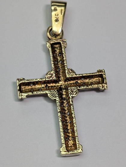 9ct Gold CZ Stoned Cross Pendant