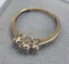 9ct Gold Triple Diamond Cluster Ring Size M1/2