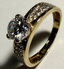 9CT Gold Ring with Clear Stones Size O