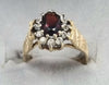 9ct Gold ring Red / Clear Stones