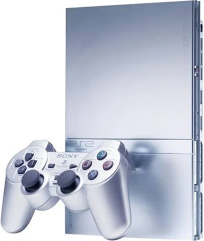 Playstation 2 Slimline Console, Silver + 2 Games & 2 Pads