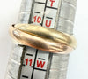 9ct gold three colour, three band ring