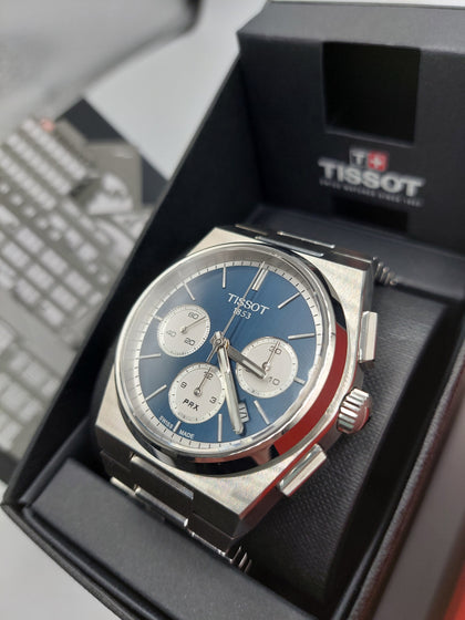 TISSOT PRX Chronograph T137427A Automatic Date 41mm Navy Watch **GREAT CONDITION**