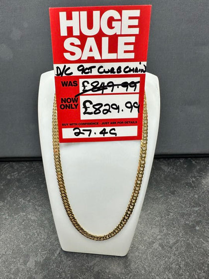 9ct Diamond Cut Curb Chain 27.4g 18